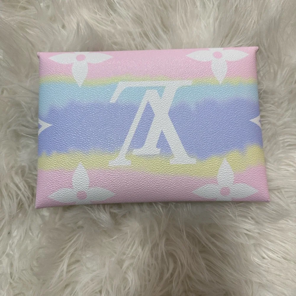 Louis Vuitton Pastel Pink Blue Yellow Monogram Envelope Clutch